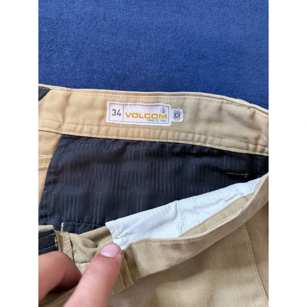 Volcom Frickin Chino Shorts Khaki Beige Mens Sz 34 Casual Skate
